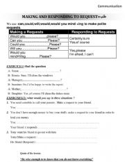 English Worksheet: Communication : making and responding to a request 
