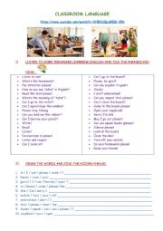 English Worksheet: CLASSROOM LANGUAGE