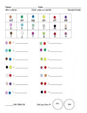 English Worksheet: Color Coded CVC Words