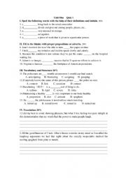 English Worksheet: Comprehensive English Quiz
