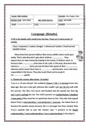 English Worksheet: mid term test 1