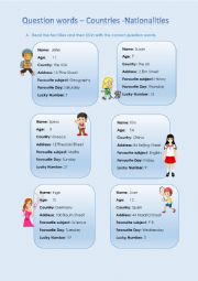 Question words and Countries/Nationalities