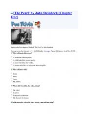 English Worksheet: THE PEARL -Chapter 1 quiz