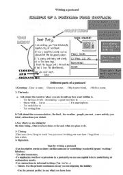 English Worksheet: Writing a postcard