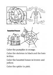 English Worksheet: Halloween coloring