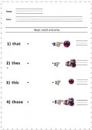Demonstrative Pronouns Worksheets with Pictures