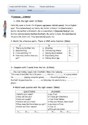 English Worksheet: 7th form  basic school 