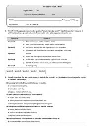 Test Multicultural world 11th form