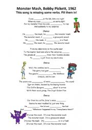 Monster mash song missing verbs