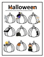 English Worksheet: Halloween Vocabulary and Spelling
