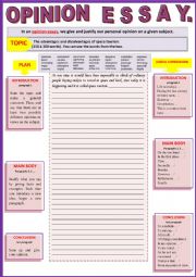 English Worksheet: Opinion Essay - The advantages and disadvantages of space tourism.