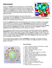 English Worksheet: what is culture