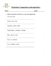 worksheet comparative and superlative