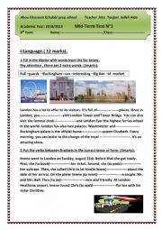 English Worksheet: mid term test 1 8th form