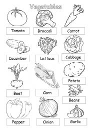 Vegetables - Coloring Pictionary