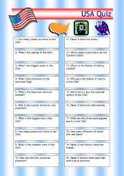 English Worksheet: USA trivia