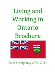 English Worksheet: Living and Working in Ontario Brochure Assignment