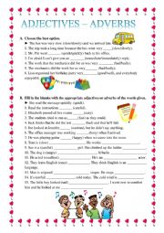 English Worksheet: Adjectives or Adverbs