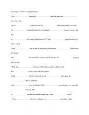 English Worksheet: Past SImple 