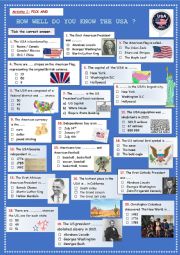 English Worksheet: Quiz on the USA