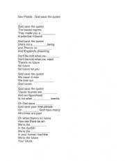 English Worksheet: God Save The Queen, Missed Word
