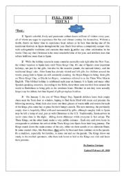 English Worksheet: full term test for bac ,tunisian students
