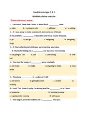 Conditionals type 0 & 1 MCQ activity