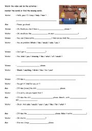 English Worksheet: Ordering in a restaurant
