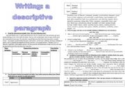 English Worksheet: Witing a Descriptive Paragraph