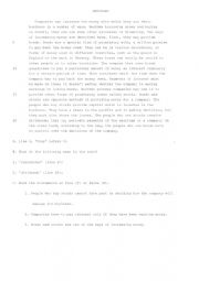 English Worksheet: Reading Comprehension
