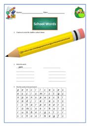 School Supplies Worksheet for Young Learners