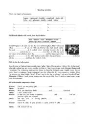 English Worksheet: Sporting Activities Review for 9 form