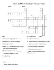 English Worksheet: History is a Mystery Vocabulary CROSSWORD