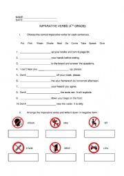 English Worksheet: Imperative Verbs ESL - 4th Grade