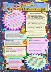 English Worksheet: UK Traditions: Guy Fawkes/ Bonfire Night