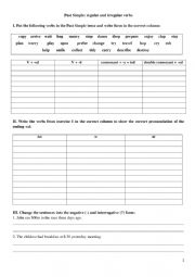 English Worksheet: Past Simple: regular and irregular verbs