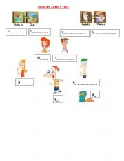 English Worksheet: Phineas� Family tree
