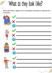 English Worksheet: Paddington�s characters appearance sentences