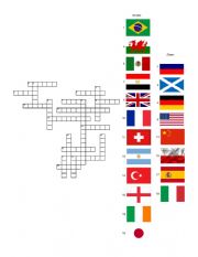 English Worksheet: Countries-Flags Crossword