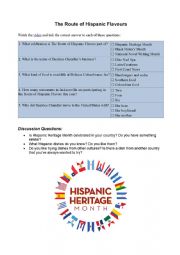 English Worksheet: The Route of Hispanic Flavours
