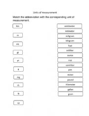English Worksheet: Abbreviations units of measurement