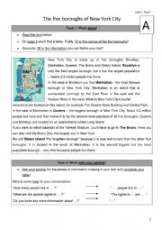 English Worksheet: The five boroughs of New York 