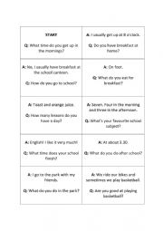 English Worksheet: Daily Routines Domino Game