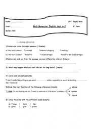 English Worksheet: 9th form test