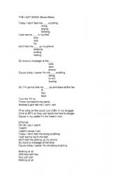 English Worksheet: THE LAZY SONG