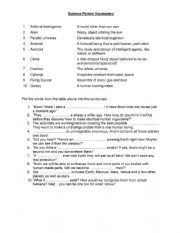 English Worksheet: Science fiction Vocabulary exercises