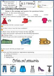 English Worksheet: Shopping and clothes ( 9th form catch up=
