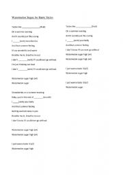 English Worksheet: Watermelon Sugar, by Harry Styles