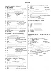 English Worksheet: review of tenses