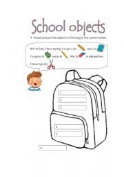 English Worksheet: School objects